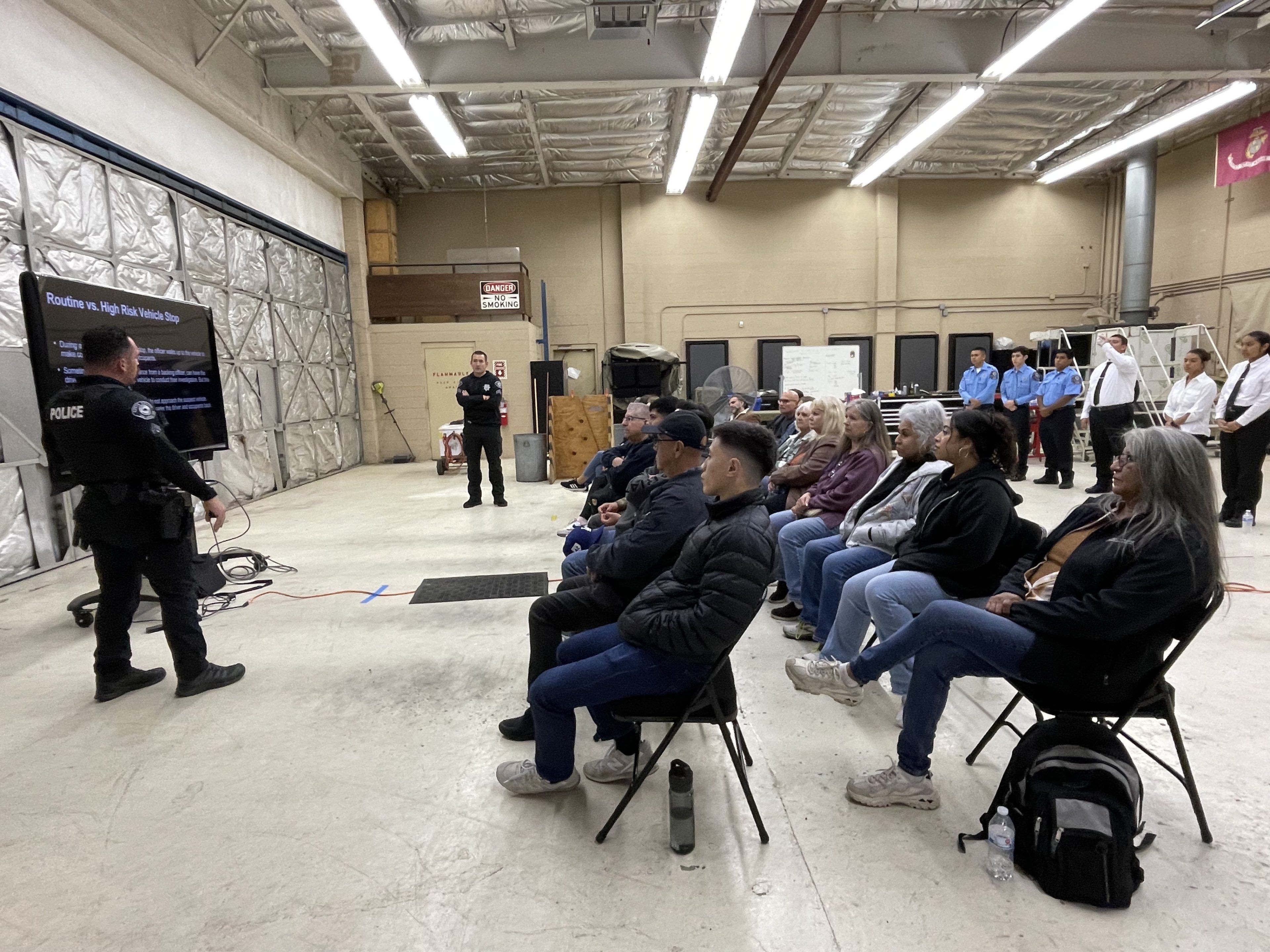 Officer holding a discussion
